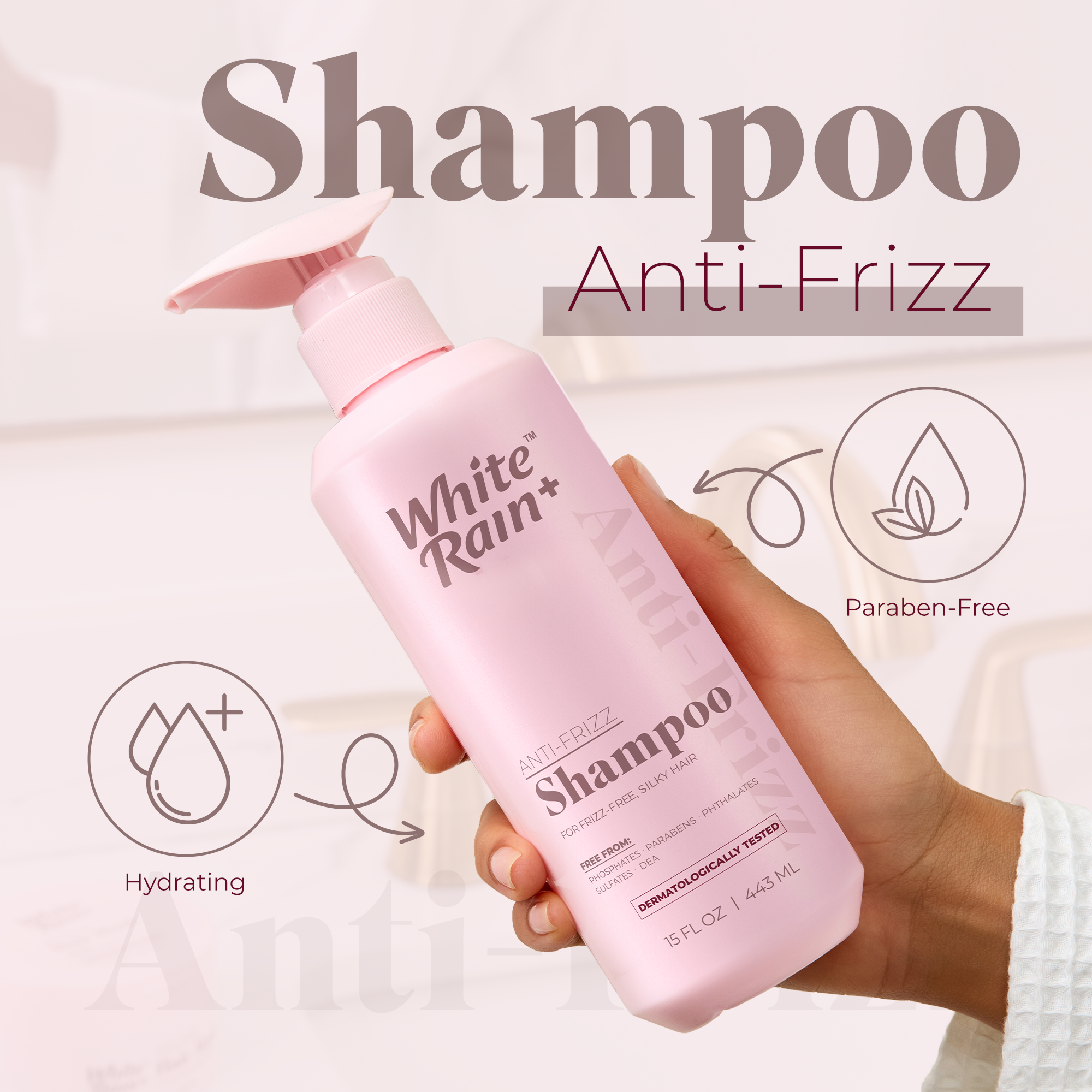 White Rain+ Anti-Frizz Hair Care Collection, Complete Frizz Control System