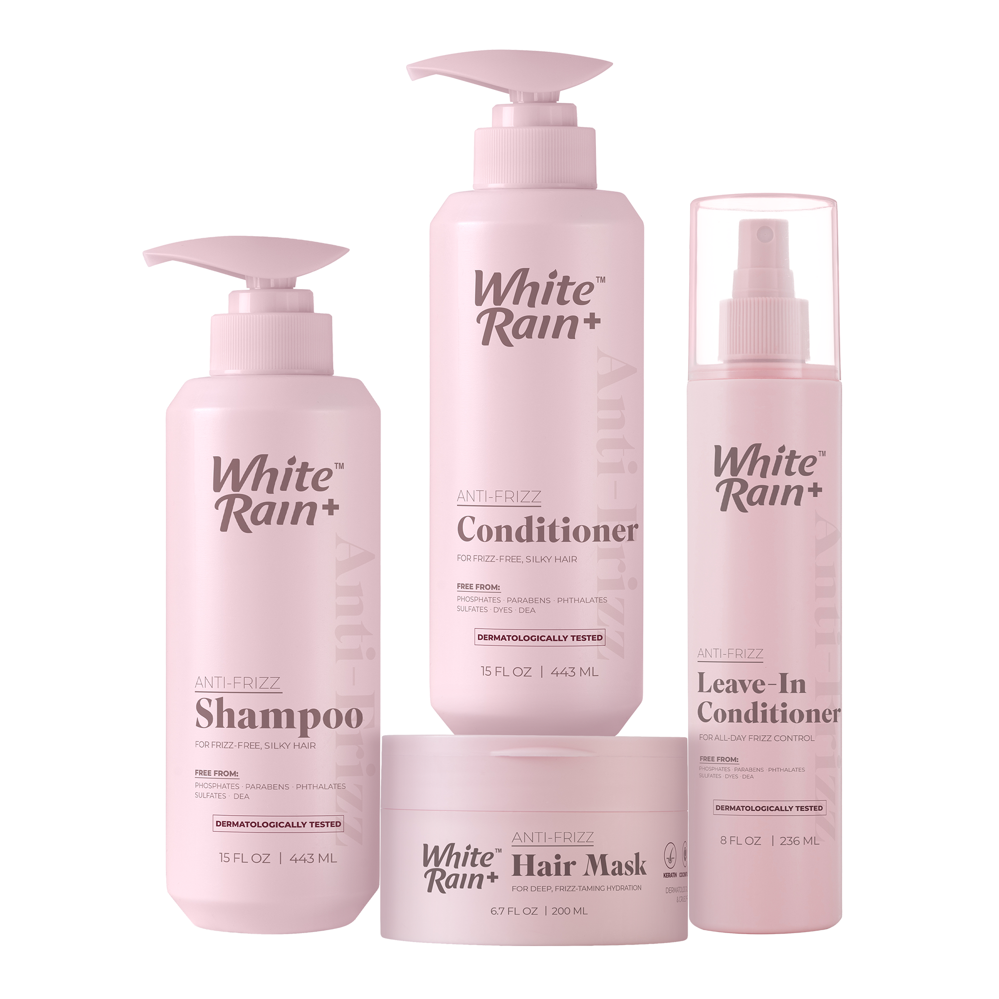 White Rain+ Anti-Frizz Hair Care Collection, Complete Frizz Control System