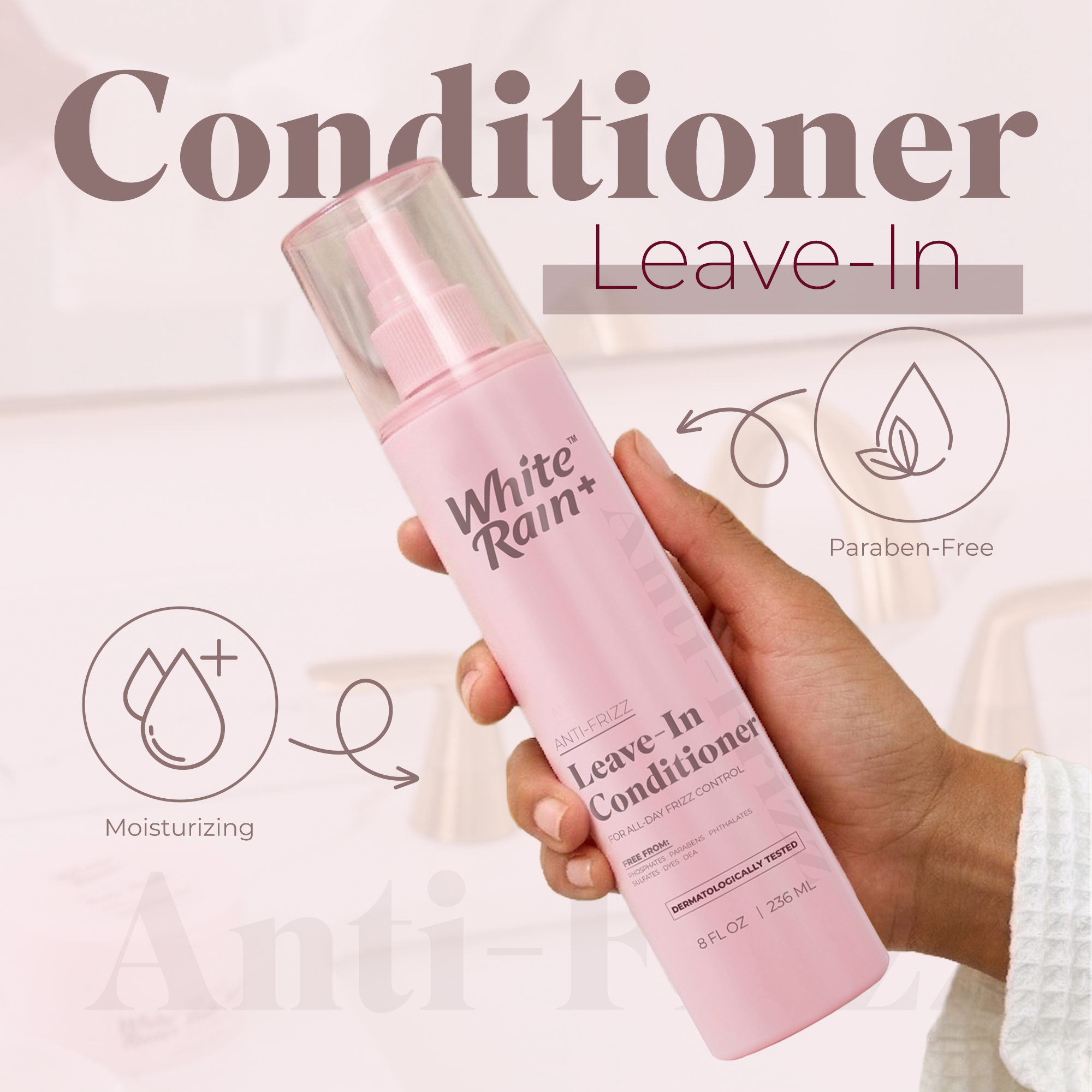 White Rain+ Anti-Frizz Leave-In Conditioner Spray, 8 fl oz