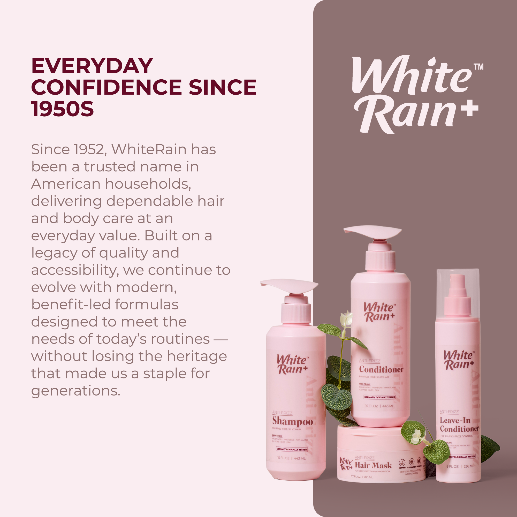 White Rain+ Anti-Frizz Leave-In Conditioner Spray, 8 fl oz