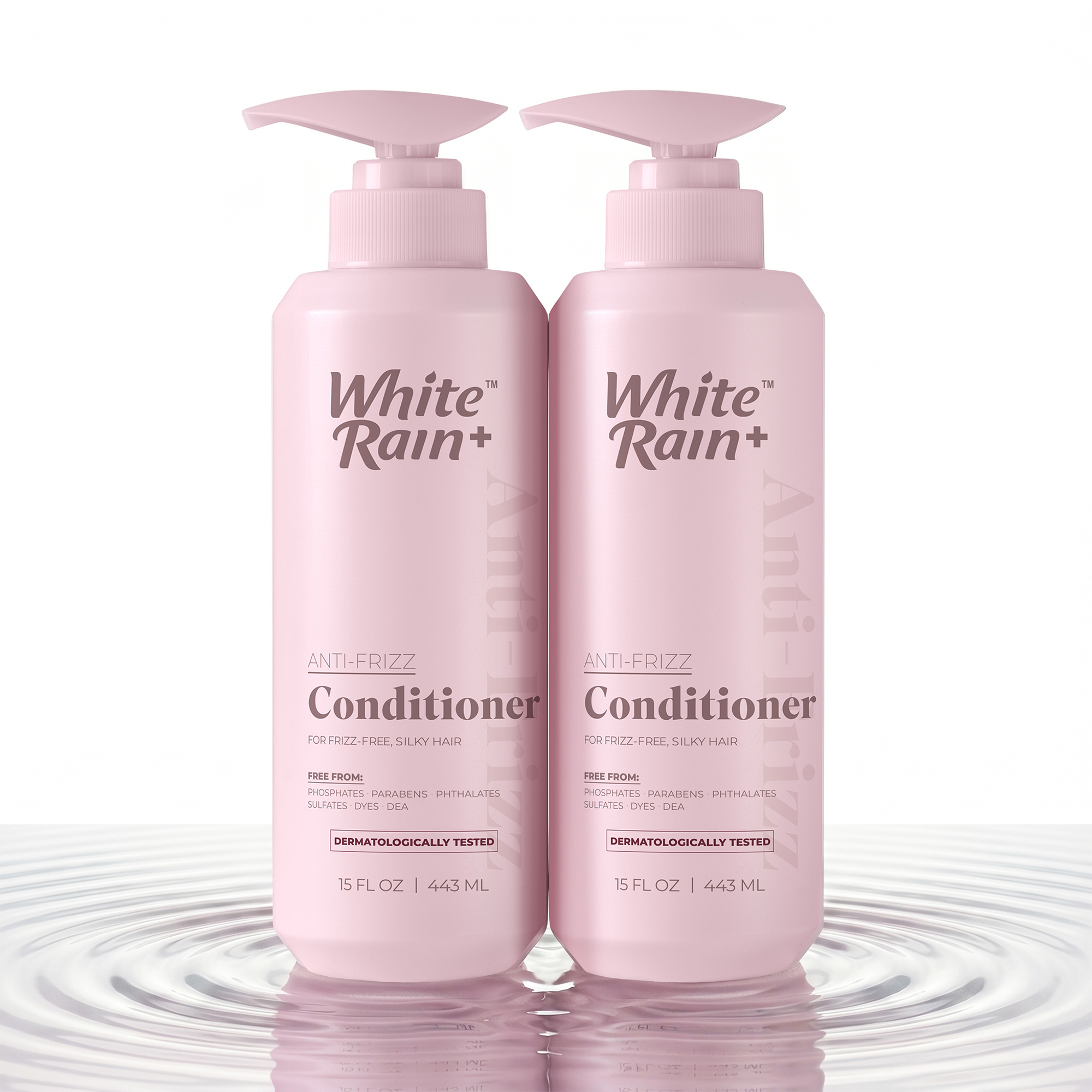 White Rain+ Anti-Frizz Conditioner for Women and Men, 15 fl oz, Pack of 2