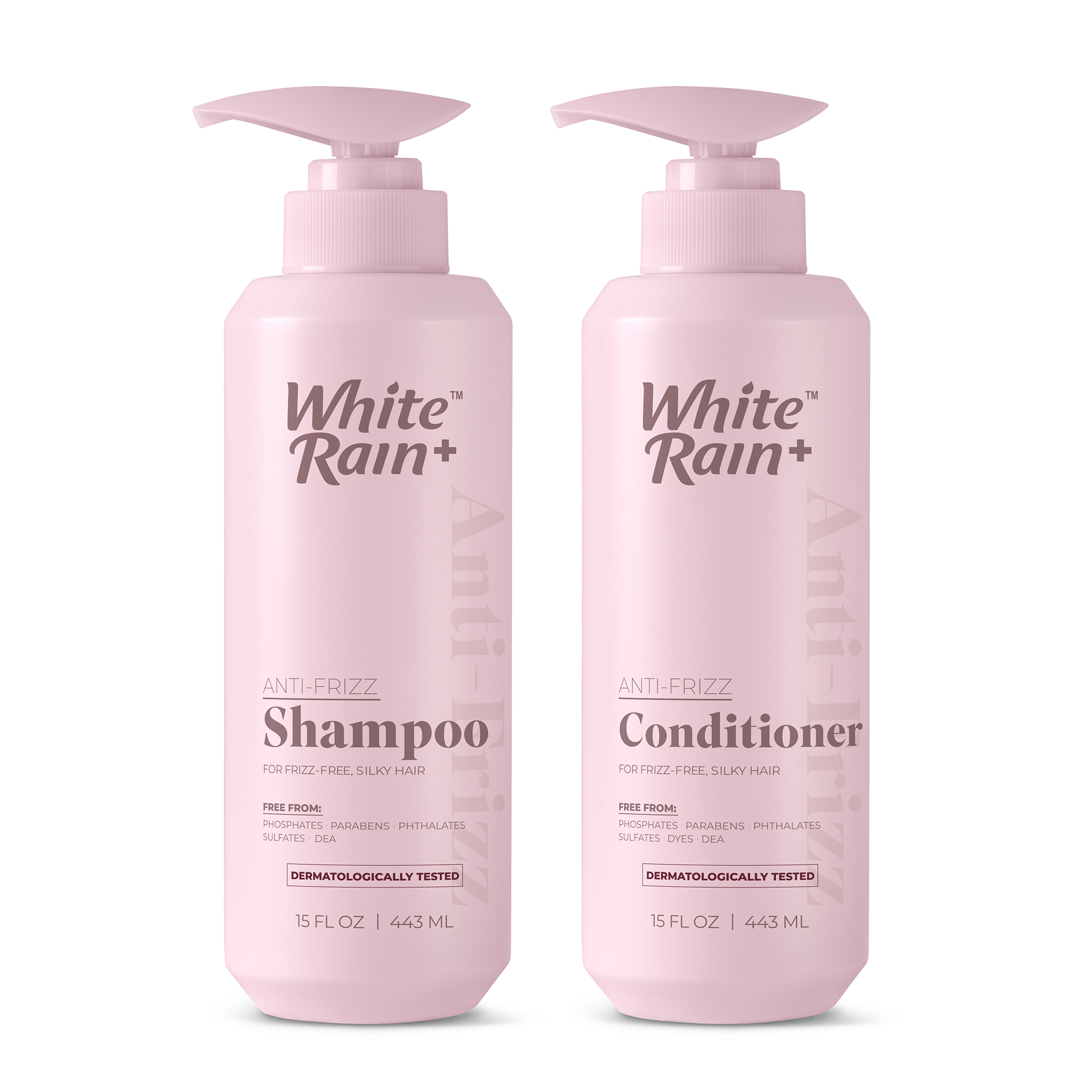 White Rain+ Anti-Frizz Shampoo and Conditioner Set for Men and Women