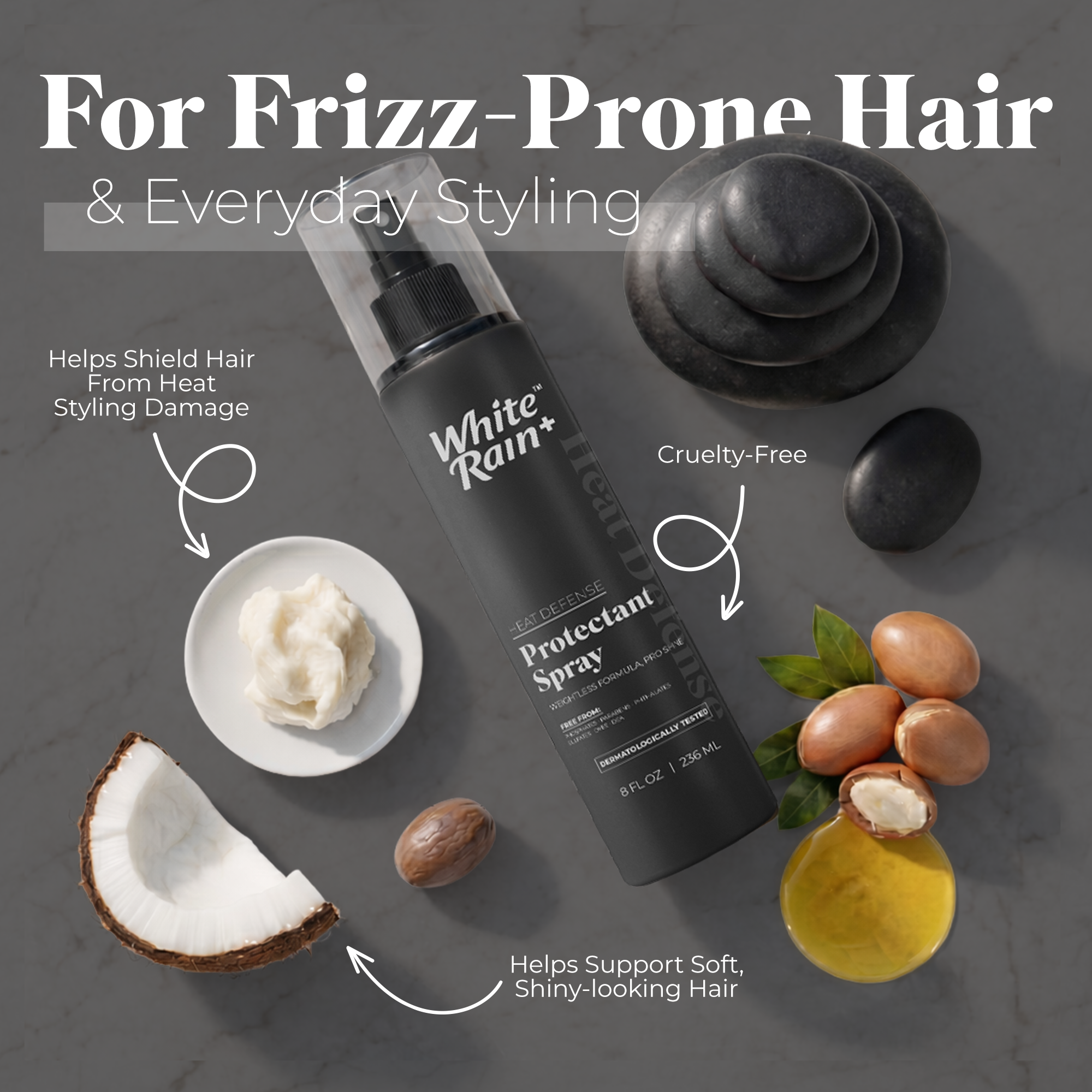 White Rain+ Heat Protection Spray for Hair, 8 fl oz, Pack of 2