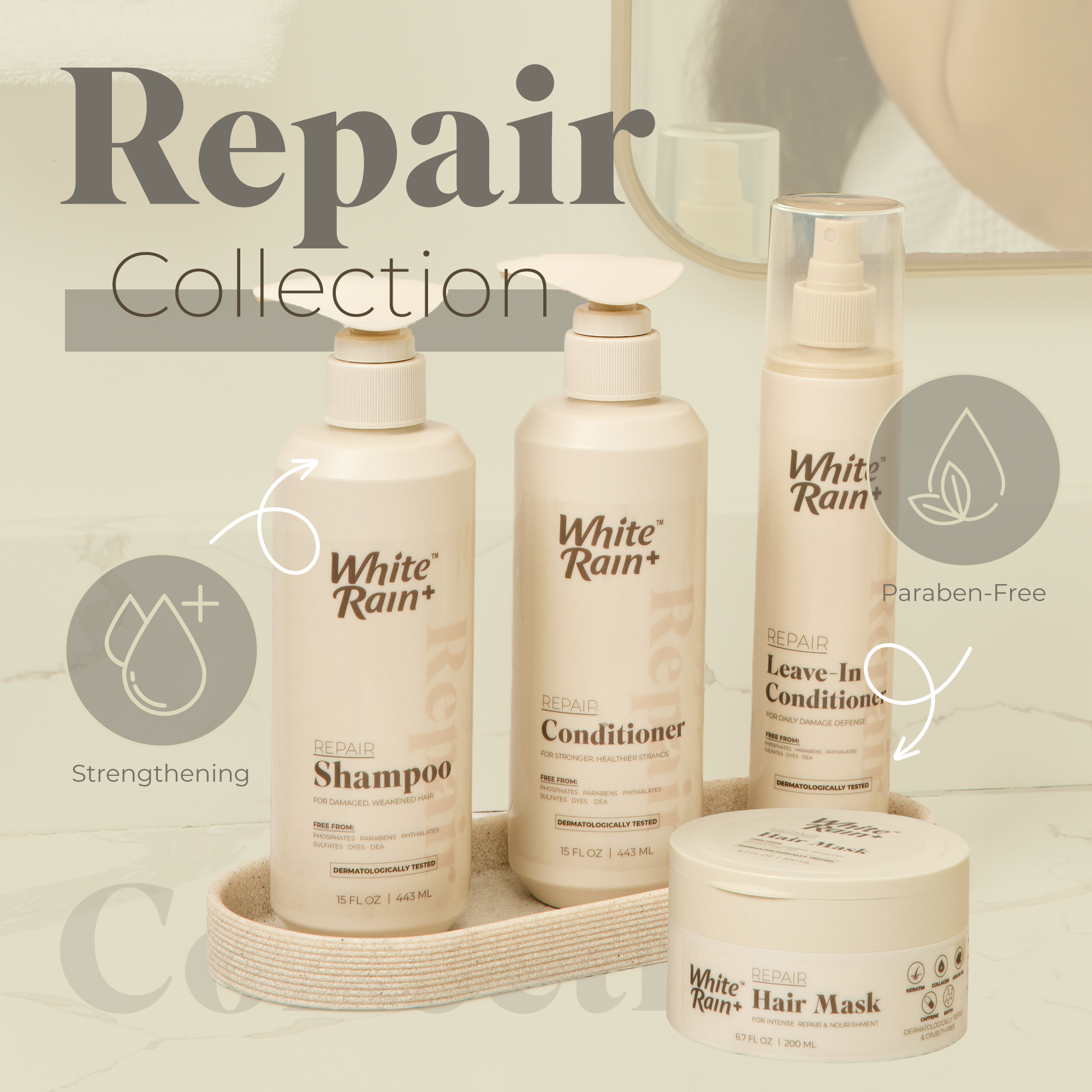 White Rain+ Repair Hair Care Collection, Complete Repair System