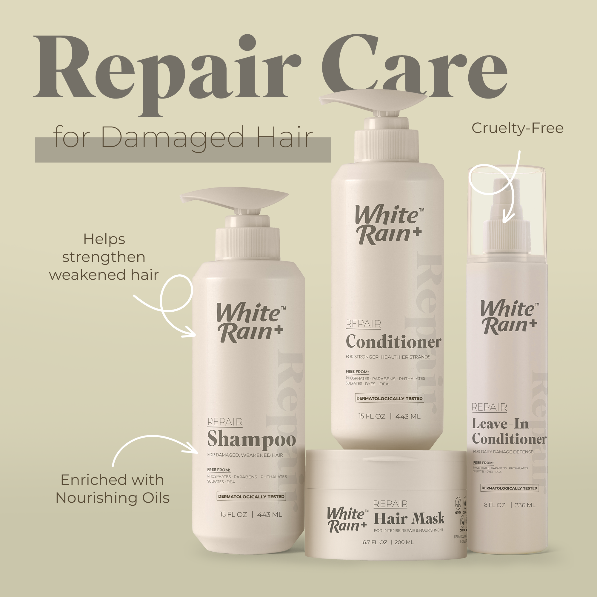 White Rain+ Repair Hair Care Collection, Complete Repair System