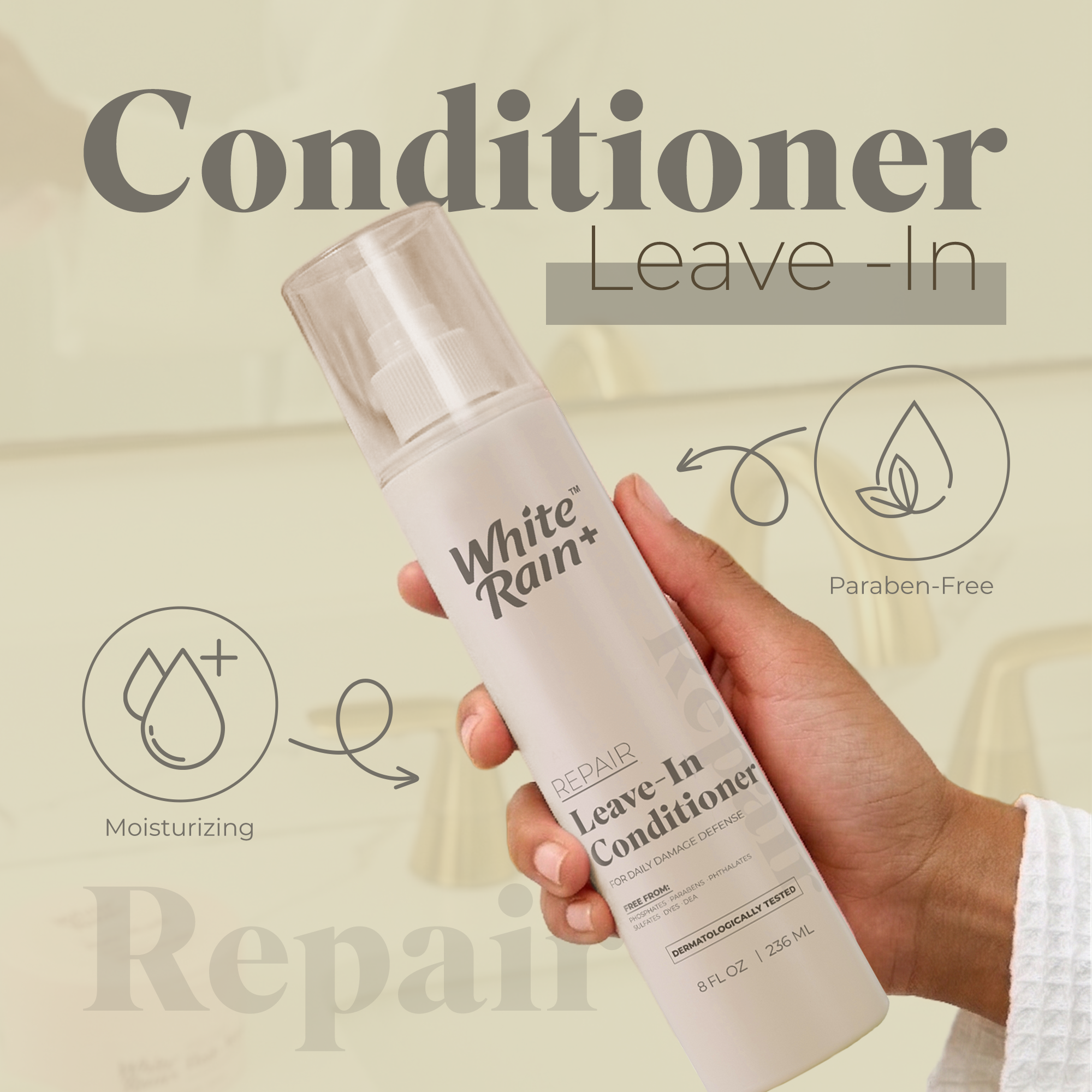 White Rain+ Hair Repair Leave In Conditioner Spray, 8 fl oz