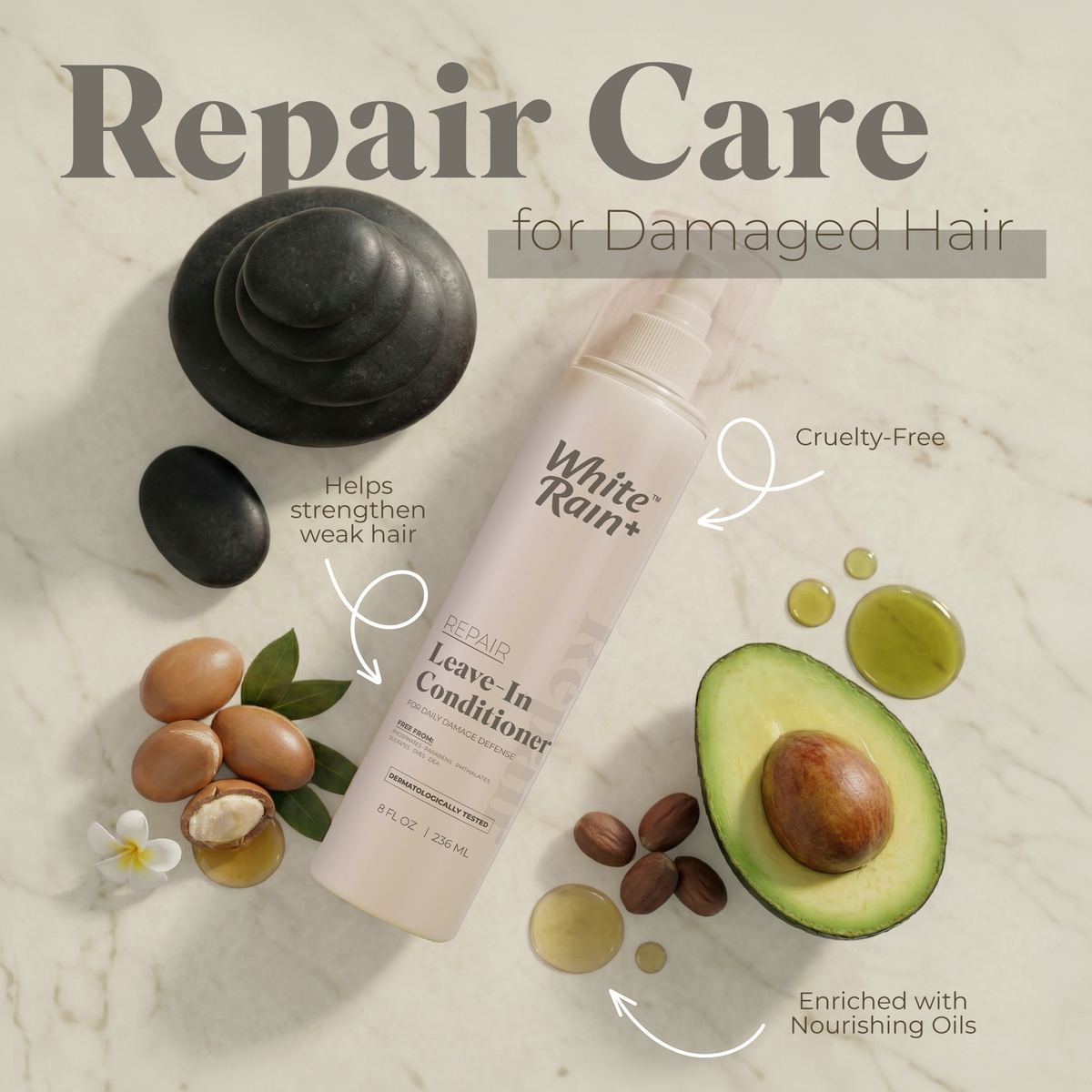 White Rain+ Hair Repair Leave In Conditioner Spray, 8 fl oz