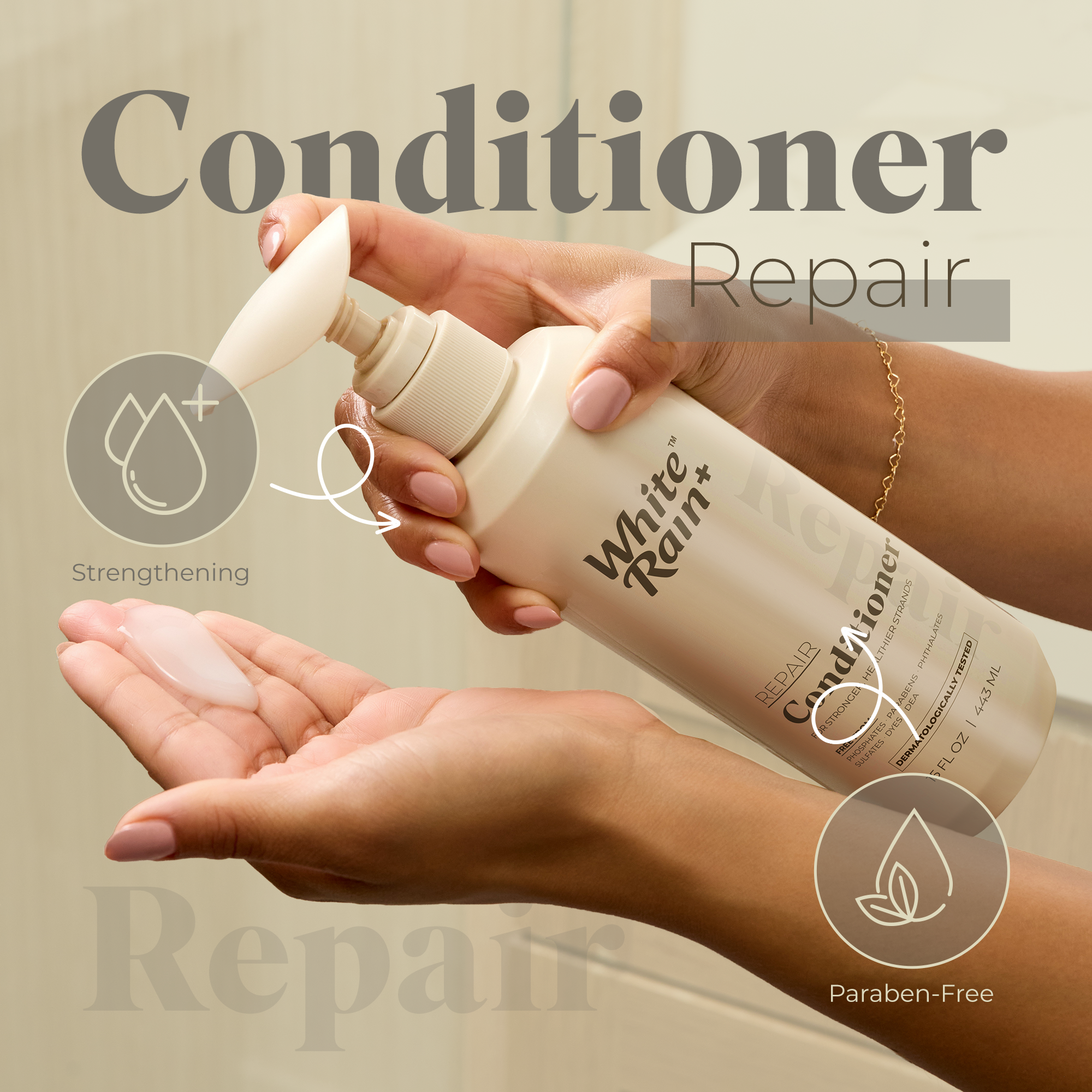 White Rain+ Repair Conditioner for Damaged Hair, 15 fl oz