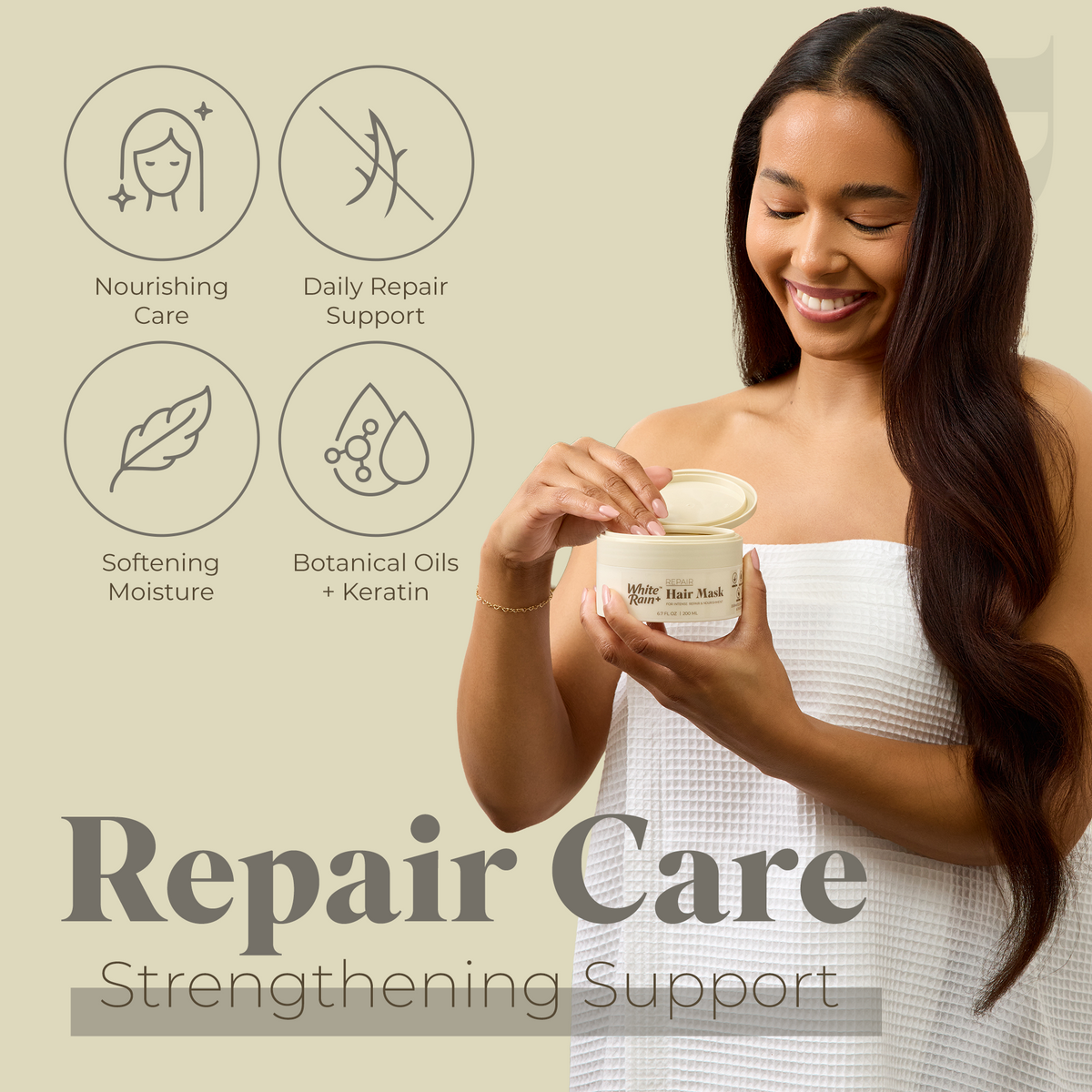 White Rain+ Repair Hair Mask for Damaged Hair, 6.7 fl oz