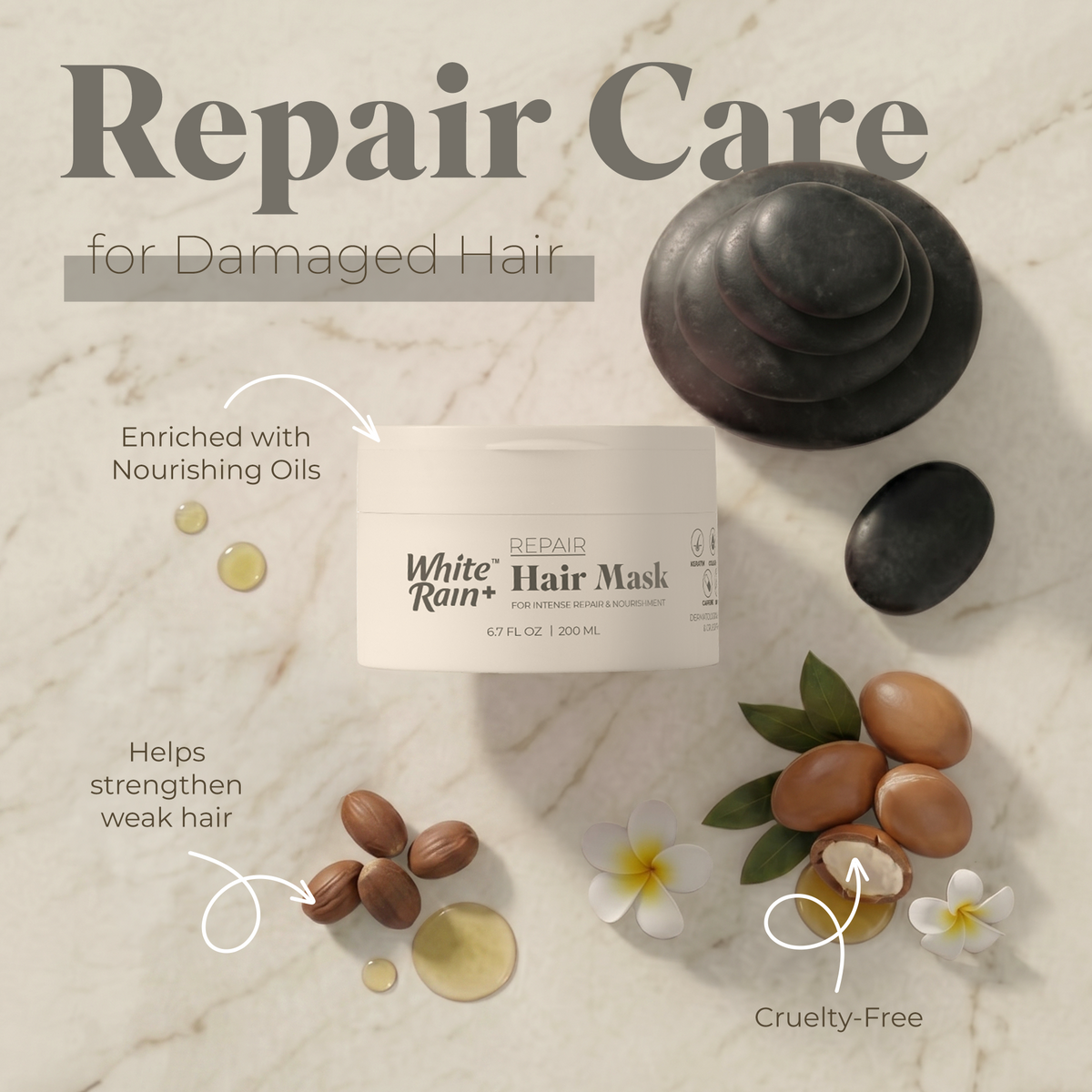 White Rain+ Repair Hair Mask for Damaged Hair, 6.7 fl oz