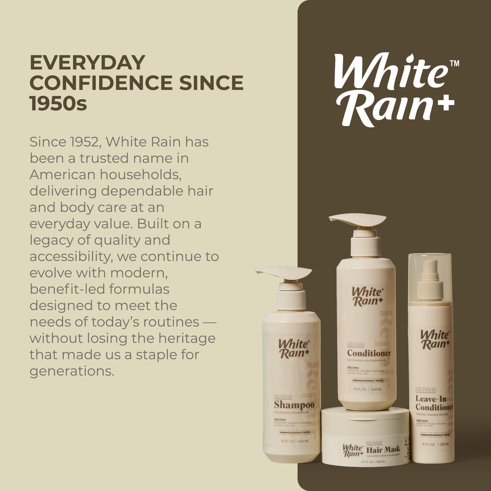 White Rain+ Repair Shampoo for Women and Men, 15 fl oz