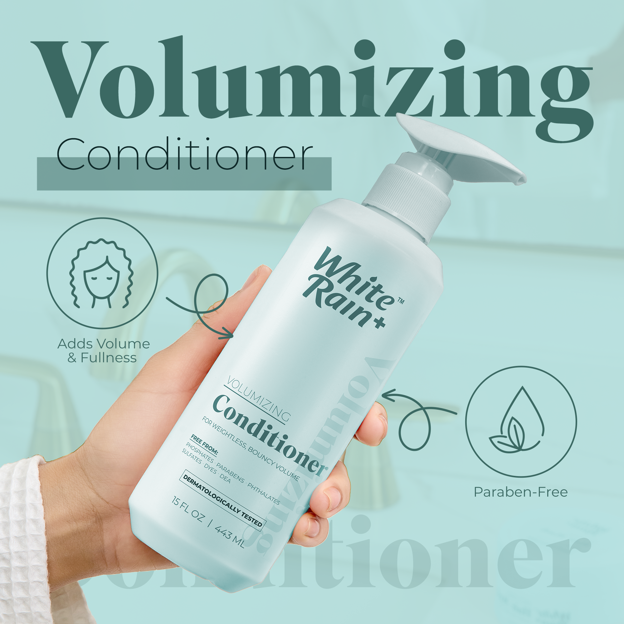 White Rain+ Volumizing Conditioner for Women and Men, 15 fl oz, Pack of 2