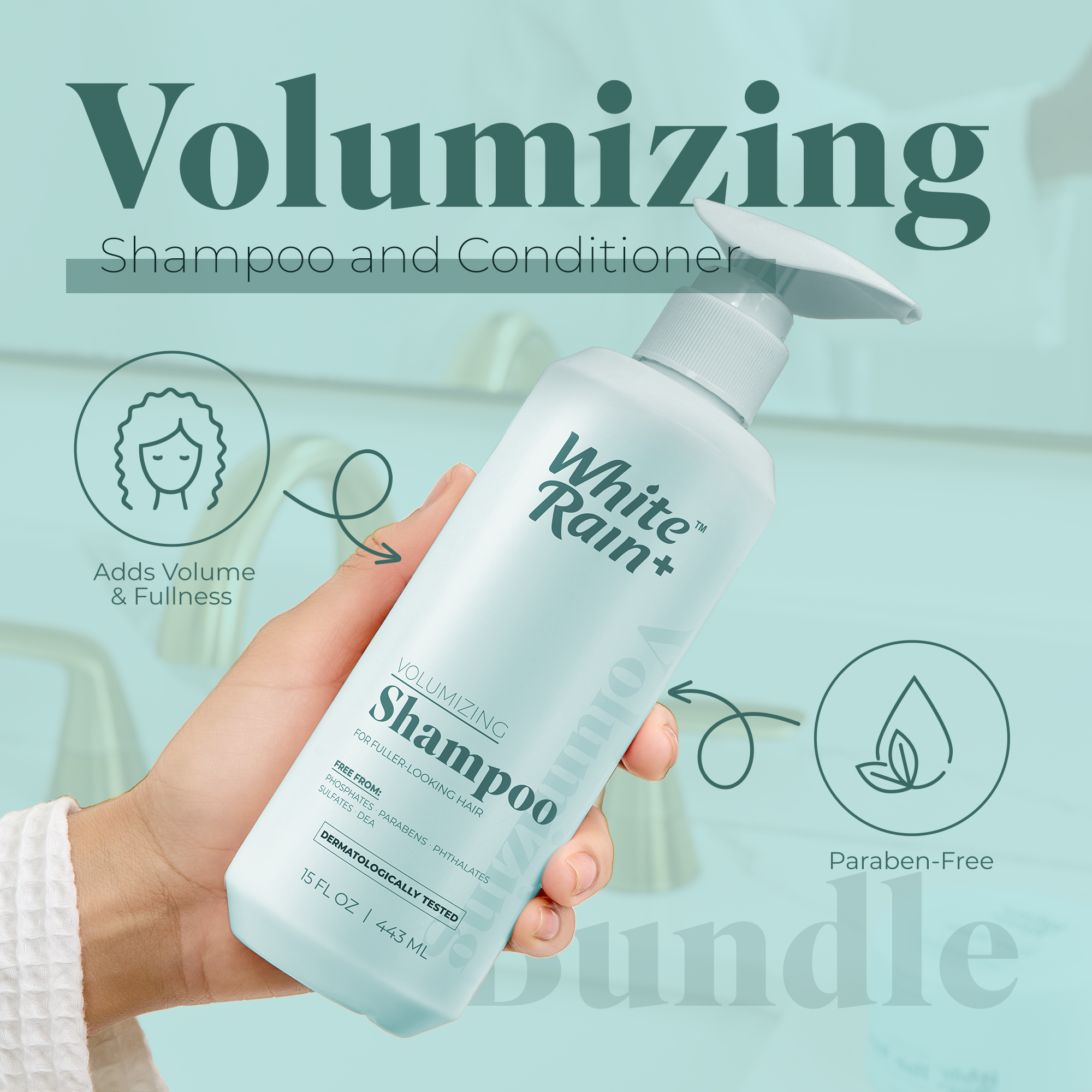White Rain+ Volumizing Shampoo and Conditioner Set for Men and Women
