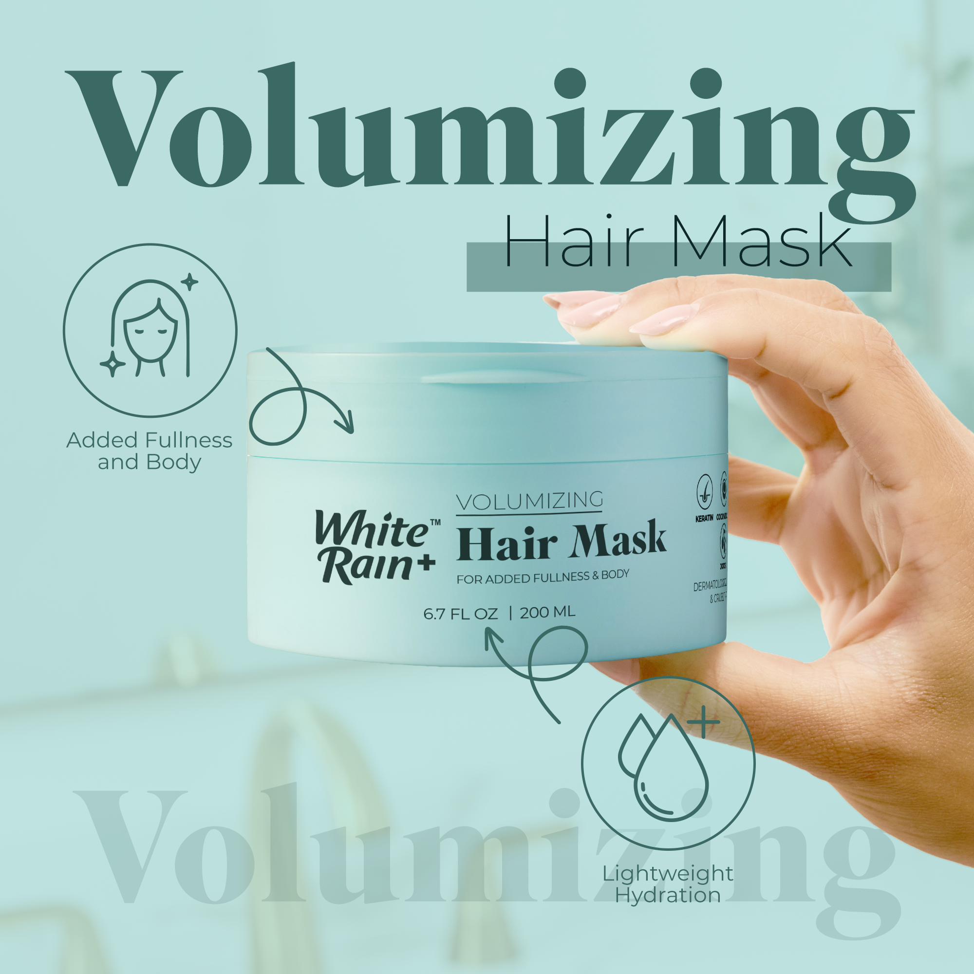 White Rain+ Volumizing Hair Mask | Deep Conditioning Treatment for Fine & Thin Hair | 6.7 fl oz